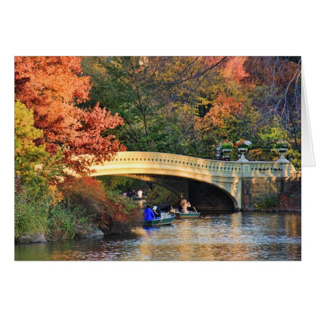 Autumn in Central Park: Boaters by Bow Bridge  #01 (Front Horizontal)