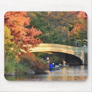 Autumn in Central Park: Boaters by Bow Bridge  #01 Mouse Mat