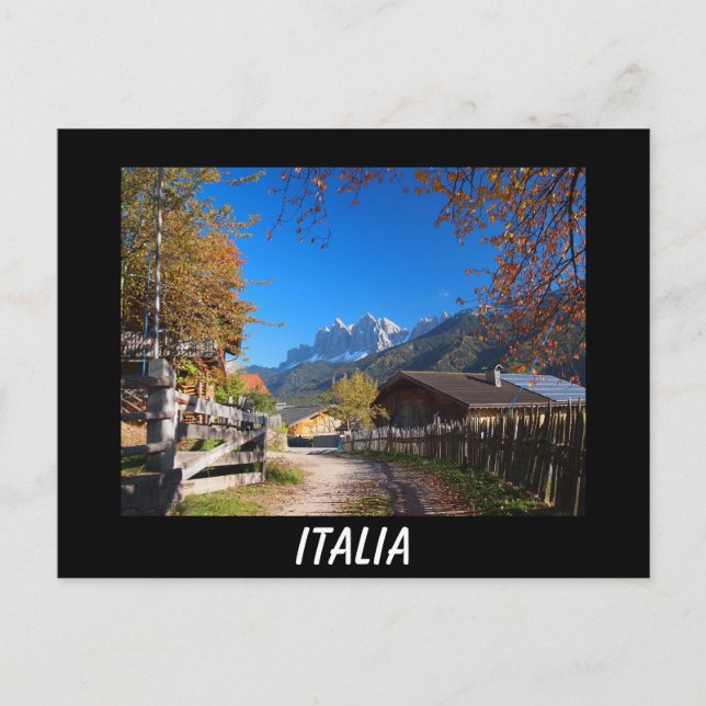 Autumn in the Dolomites in Italy black postcard (Front)