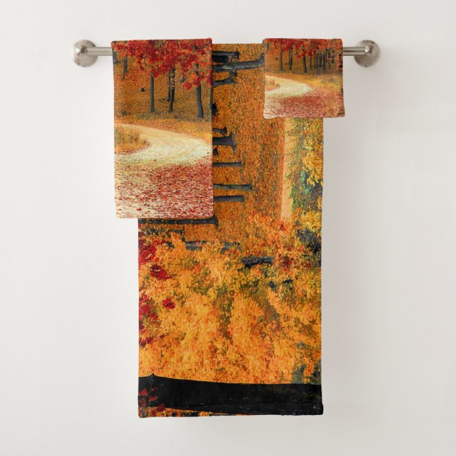 autumn in the forest bath towel set (Insitu)