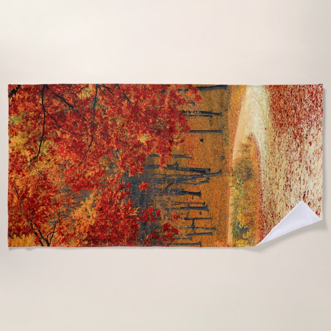 autumn in the forest beach towel (Front)