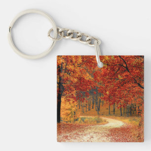 autumn in the forest key ring
