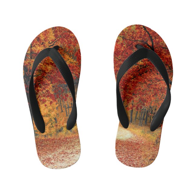 autumn in the forest kid's flip flops (Footbed)