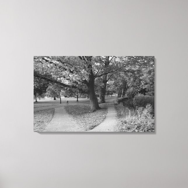Autumn in the Park - Black and White Canvas Print (Front)
