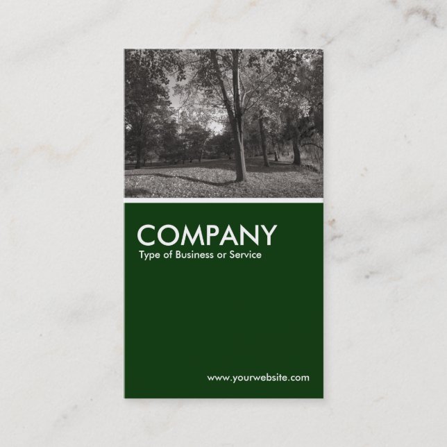 Autumn in the Park - Dark Green Business Card (Front)