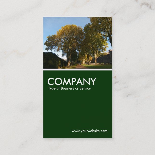 Autumn in the Park - Dark Green Business Card (Front)