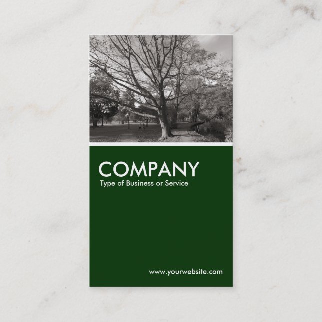 Autumn in the Park - Dark Green Business Card (Front)