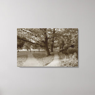 Autumn in the Park - Sepia Toned BW Canvas Print