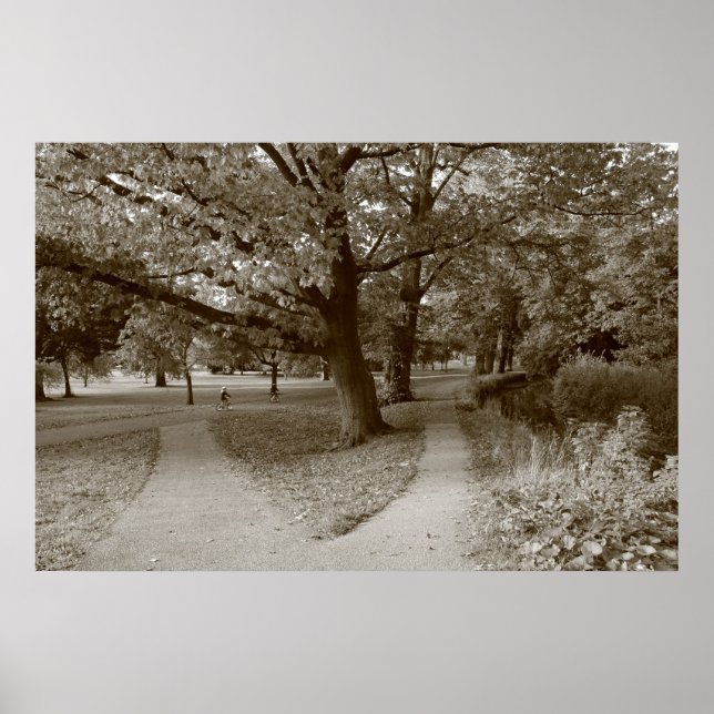 Autumn in the Park - Sepia Toned BW Poster (Front)