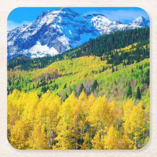 Autumn in the Rockies Square Paper Coaster