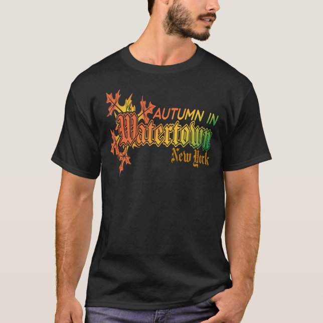 Autumn in Watertown New York with Fall Leaves T-Shirt (Front)