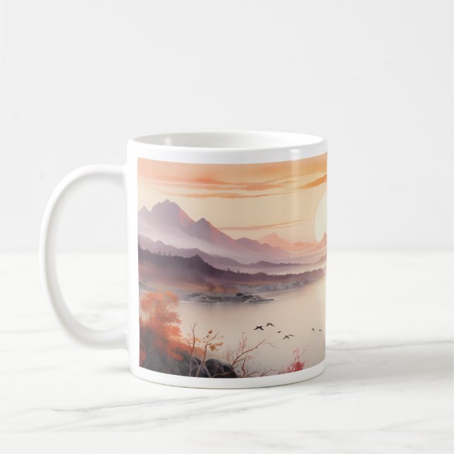 Autumn Ink Painting With The Sun Coffee Mug (Left)