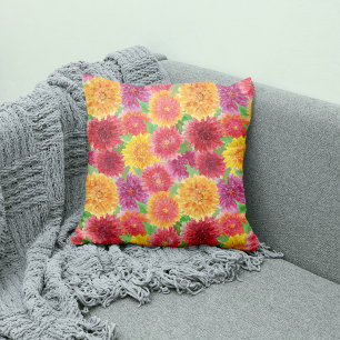 Autumn Inspired Chrysanthemum Throw Pillow