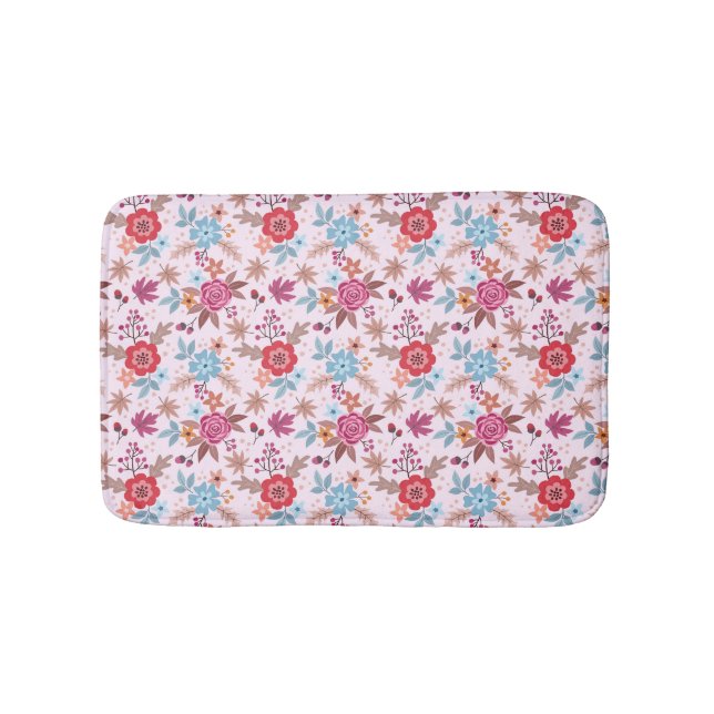 Autumn Inspired Roses Pattern Print Bath Mat (Front)