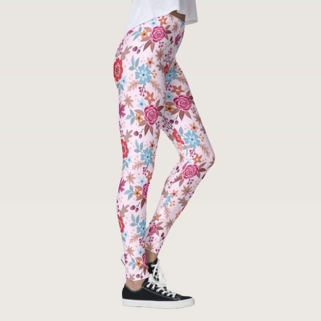 Autumn Inspired Roses - Pattern Print Leggings (Right)