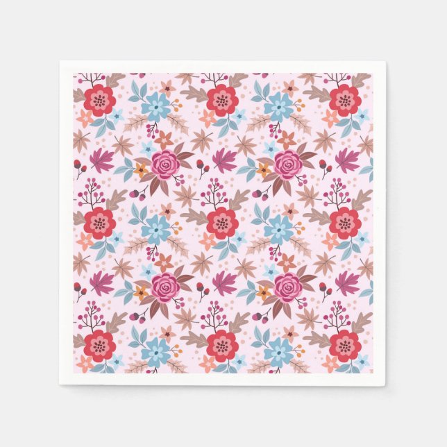 Autumn Inspired Roses Pattern Print  Napkins (Front)