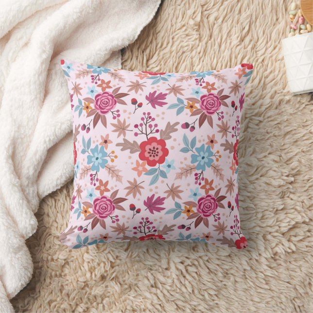 Autumn Inspired Roses - Pattern Print Throw Pillow (Blanket)