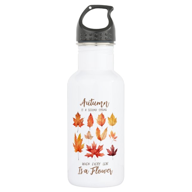Autumn is a Second Spring – Fall Leaves 532 Ml Water Bottle (Front)