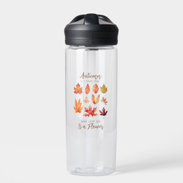 Autumn is a Second Spring – Fall Leaves Water Bottle (Front)