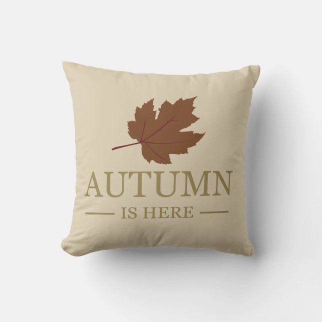 Autumn is here watercolor leaves fall october cushion (Front)