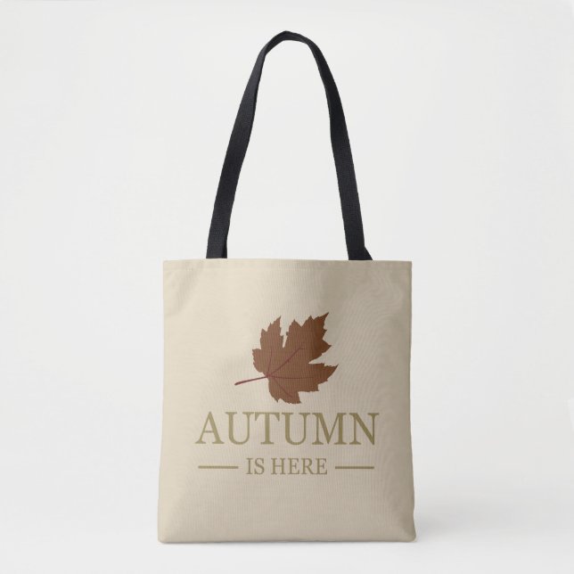 Autumn is here watercolor leaves fall october tote bag (Front)