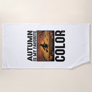 Autumn Is My Favourite Colour Halloween Witch Desi Beach Towel
