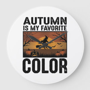 Autumn Is My Favourite Colour Halloween Witch Desi Large Clock