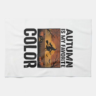 Autumn Is My Favourite Colour Halloween Witch Desi Tea Towel