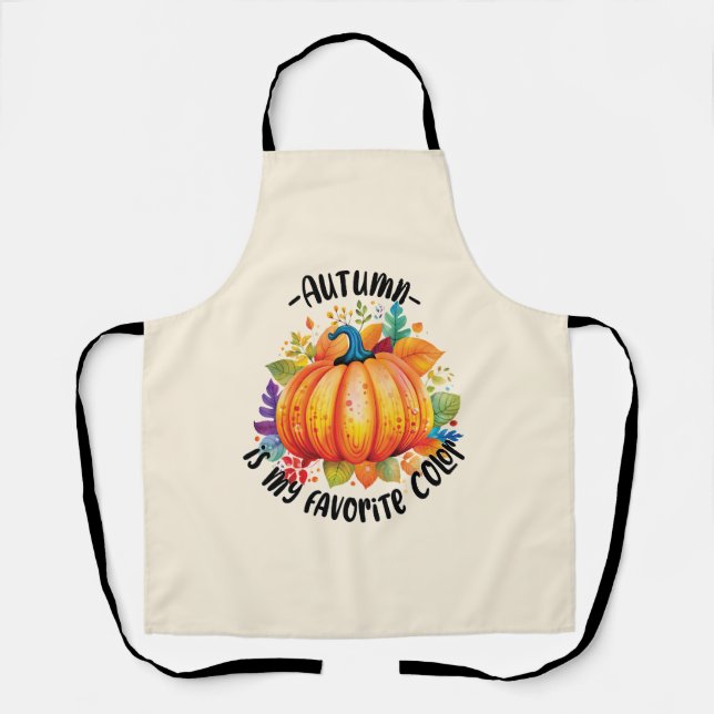 Autumn Is My Favourite Colour – Pumpkin and Leaves Apron (Front)