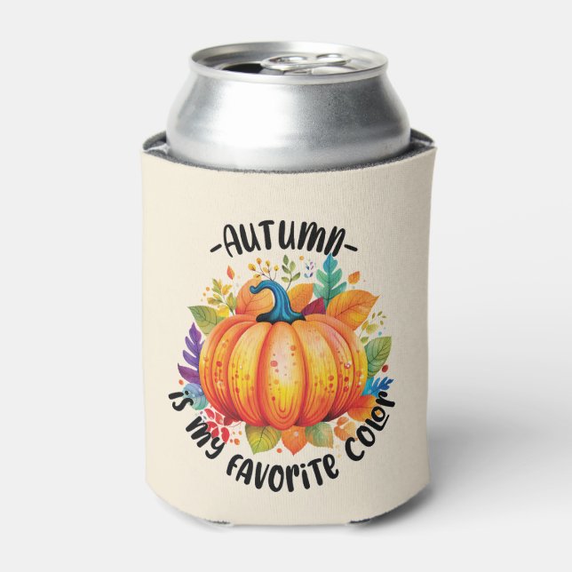 Autumn Is My Favourite Colour – Pumpkin and Leaves Can Cooler (Can Front)