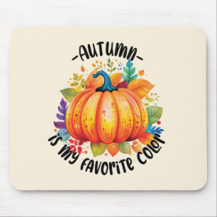 Autumn Is My Favourite Colour – Pumpkin and Leaves Mouse Mat