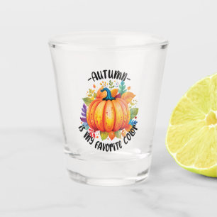 Autumn Is My Favourite Colour – Pumpkin and Leaves Shot Glass