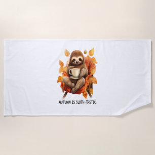 Autumn is Sloth Tastic Beach Towel