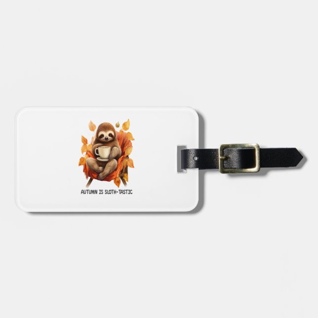 Autumn is Sloth Tastic Luggage Tag (Front Horizontal)