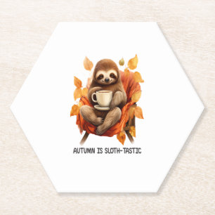 Autumn is Sloth Tastic Paper Coaster