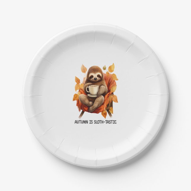 Autumn is Sloth Tastic Paper Plate (Front)