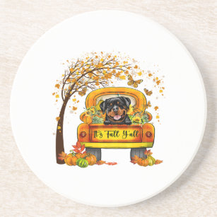 Autumn It's Fall Yall Funny Rottweiler Dog Owner Coaster