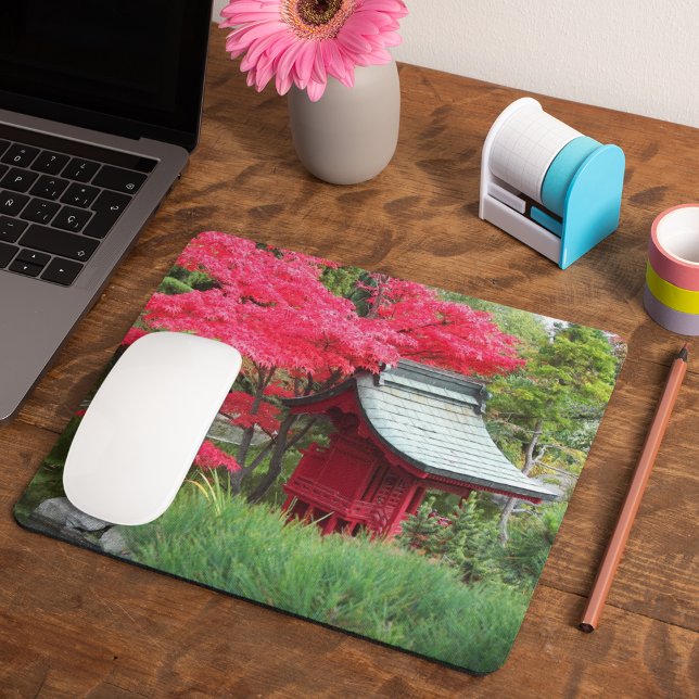 Autumn Japanese Garden Scene Mouse Mat (In Situ)