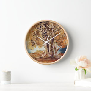 Autumn Jungle Woods Trees Landscape Painting Clock