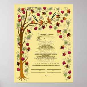 Autumn ketubah with Tree of Life -B Poster