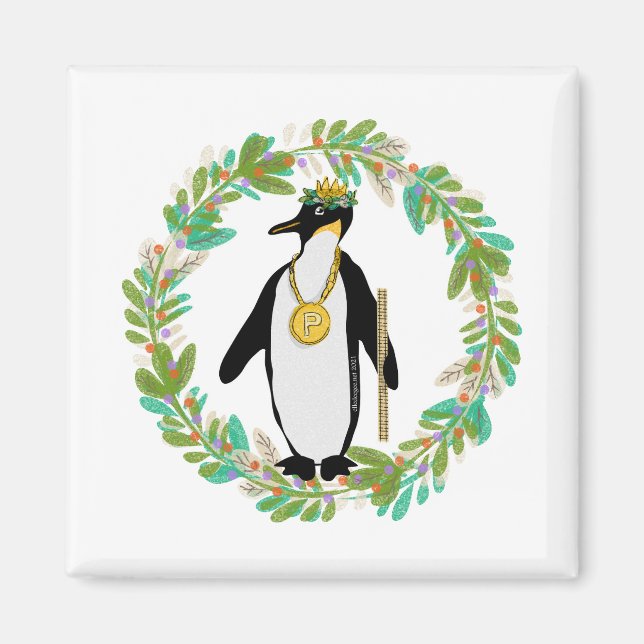 Autumn King Penguin Magnet (Front)