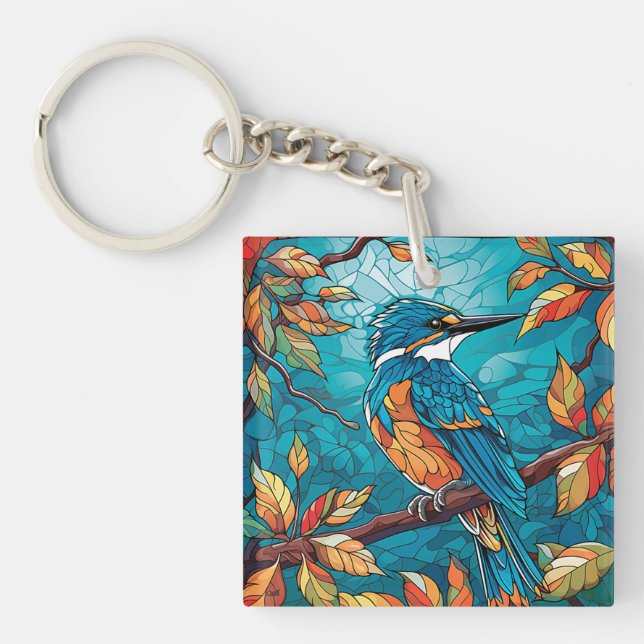 Autumn Kingfisher Acrylic Keychain (Front)