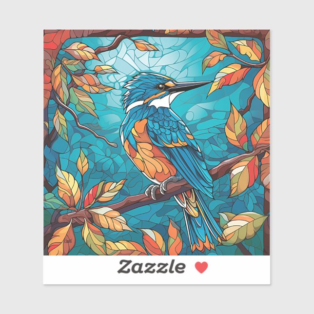 Autumn Kingfisher Custom-Cut Vinyl Sticker (Sheet)