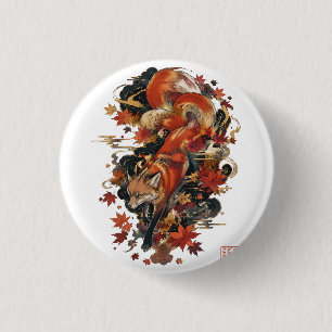 Autumn Kitsune Japanese Fox Spirit Design 3 Cm Round Badge