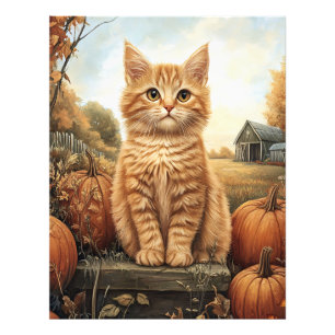Autumn Kitten with Pumpkins Photo Print