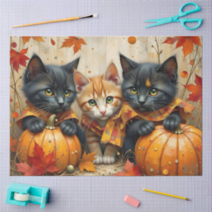 Autumn Kittens Pumpkins and Foliage Tissue Paper