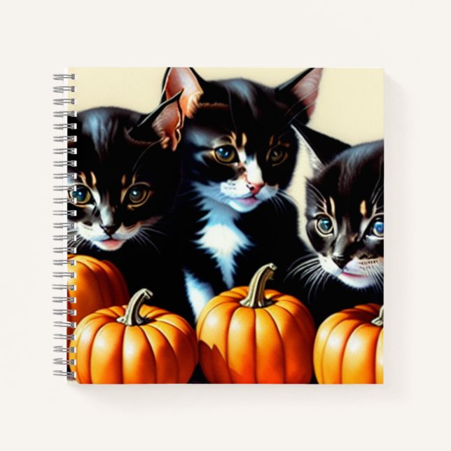 Autumn Kittens with Pumpkins Notebook (Front)