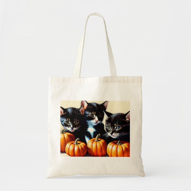 Autumn Kittens with Pumpkins Tote Bag (Front)