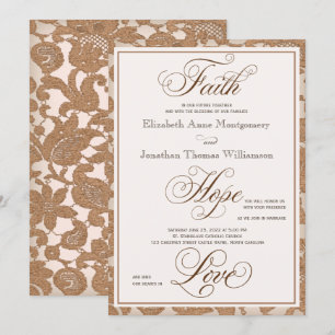 Autumn Lace Christian Wedding Invitation