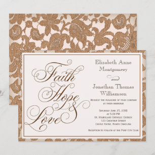 Autumn Lace Faith Hope & Love Wedding Invitation